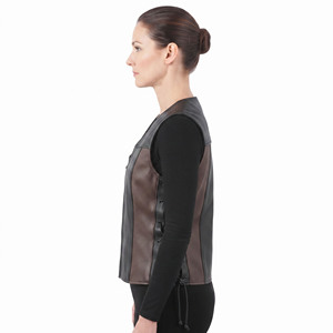Premium Women's Leather Waistcoat Female Button Down Leather Vest Girls Leather Waist <b>Coat</b> With Side Pockets - Product Image 3