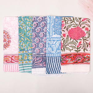 Spring Summer Handkerchief Multi Use Wristband Hair Tie Wraps Ethnic Floral Cotton <b>Square</b> <b>Scarf</b> Breathable Bandana - Product Image 3