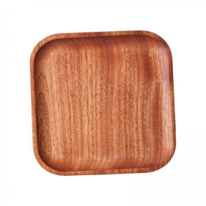 Assiette à dessert carrée en bois, assiette de service faite à la main, design minimaliste, couleur unie, vaisselle et assiettes, assiette à fleurs - Product Image 1
