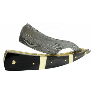 Meilleure vente damas acier Double haute teneur en carbone acier pliant rasoir coupe gorge rasoir hommes barbier outil de rasage corne de buffle - Product Image 1