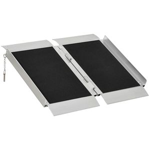 Rampa per sedia a rotelle pieghevole in alluminio da 2 piedi con superficie antisdrucciolevole capacità di 600 libbre per l'accesso alla porta - Product Image 1