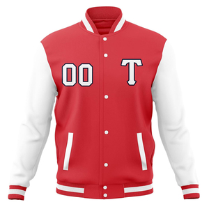 Custom Varsity <b>Jacket</b> Personalized Name Number Red White Letterman Baseball <b>Jacket</b> Custom Logo Embroidery Wholesale Manufacturer - Product Image 2