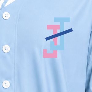 Camiseta de Béisbol Azul Claro para Mujer, con Botones al Frente, Manga Corta, Cuello en V, con Ribete Blanco y Rosa, Bordada para Deportes de Equipo - Product Image 4