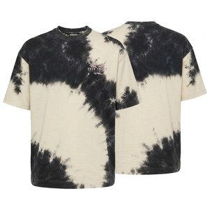 Camiseta de Manga Corta para Hombre, Tie-Dye, Cuello Redondo, Oversize, Informal, de Algodón Jersey, Transpirable, Corte Regular, Diseño con Logotipo Frontal - Product Image 1