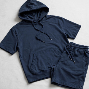 Wholesale Summer Men's Casual Shorts <b>Set</b> Plain Color Solid 100% Cotton Jersey Quick Dry Knitted Pocket Customized Logo <b>Twin</b> <b>Set</b> - Product Image 5
