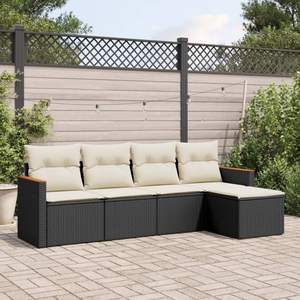 Conjunto de Sofás Modulares Grandes de Ratán Sintético Negro para Jardín - Product Image 1