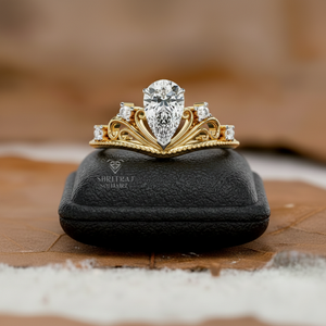 Nouvelle bague solitaire en or 14 carats de style vintage avec diamant de laboratoire en forme de poire 1,10 CTW certifié IGI, bijoux fins pour femmes, bijoux personnalisés - Product Image 3