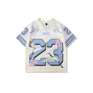 Maillot de football américain surdimensionné à col en V, style rétro personnalisé, inspiré du vintage, unisexe, respirant, fabriqué par un fabricant de vêtements de sport - Product Image 1