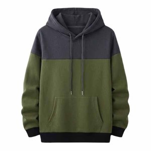 เสื้อฮู้ดดี้ผู้ชายแบบสั่งทำพิเศษ สีสันตัดกัน ทรงปกติ ผ้าเฟรนช์เทอร์รี่ มีกระเป๋า สไตล์ลำลอง สำหรับฤดูใบไม้ร่วง แบบถัก - Product Image 1