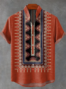 Chemise Homme en Lin 80% Vintage à Manches Courtes – Haut Tendance Décontracté d'Été – Vêtement Ethnique Urbain pour Homme - Product Image 5