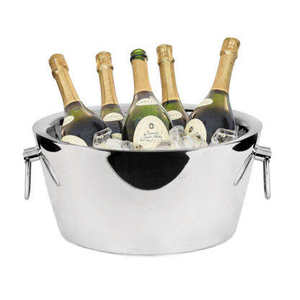 Cubo de Hielo para Champán de Color Blanco con Forma Ovalada, Enfriador de Vino Metálico Elegante con Asas para Bodas y Fiestas - Product Image 5