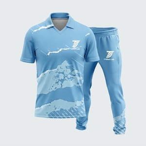T-Stitch Lab Custom Sublimated Polyester Cricket Uniform Set Unisex Short Sleeve Turn-<b>down</b> Collar Elastic Waist <b>Pants</b> - Product Image 4
