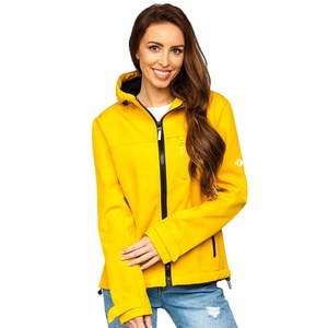 Chaqueta amarilla de concha para mujer, para senderismo al aire libre, Softshell - Product Image 1