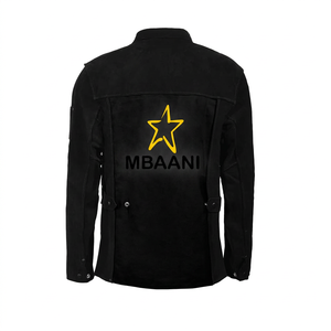 Veste de travail noire à manches longues MBAANI, boutonnée sur le devant, coupe régulière, vêtements de sécurité résistants à la chaleur - Product Image 2