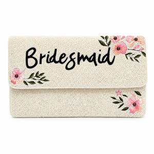Pochette de Soirée Mariage de Luxe Faite à la Main Personnalisée pour Demoiselle d'Honneur, Sac à Main Perlé Floral Personnalisé pour Femme - Product Image 2