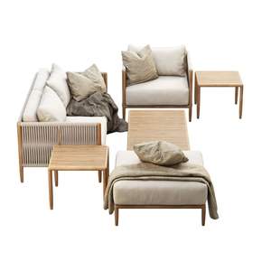 Ensemble de canapés d'extérieur en teck moderne pour mobilier de jardin dans les magasins, les hôtels, les restaurants, les patios - Product Image 2