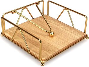 Gold napkin holder acrylic <b>flat</b> guest towel tray clear tissue <b>box</b> dispenser square tabletop paper napkin storage basket caddy - Product Image 4