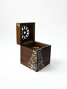 Brûleur à Bakhoor en bois fait main exclusif avec incrustation de nacre, élégant porte-encens arabe Mubkhar pour Oud, Bakhoor, Luxe - Product Image 2