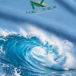 NEXTEX เสื้อยืดลายคลื่นทะเลสำหรับทุกเพศ สีฟ้า เสื้อยืดคอกลมผ้าฝ้ายเนื้อนุ่มลำลอง - Product Image 5