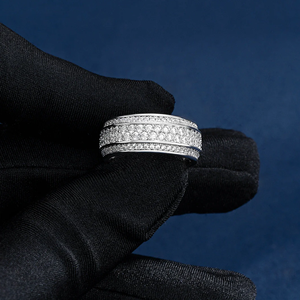 Moissanite Full Pave King <b>Ring</b> Unisex Silver Plated Luxury DEF 0.5 Carat - Product Image 6