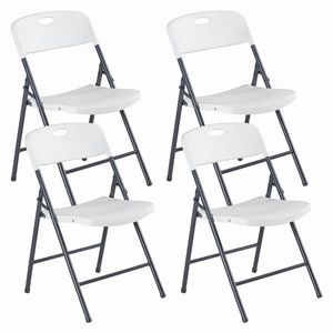 Paquete de 4 Sillas Plegables de Plástico Apilables Blancas para Patio, Jardín, Oficina, Bodas, Fiestas y Eventos - Product Image 1