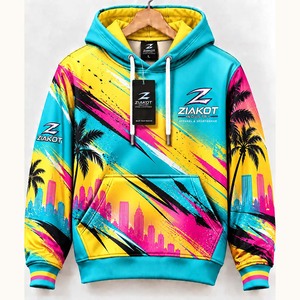 เสื้อฮู้ดดี้แบบสวมหัวสำหรับเล่นกีฬา แฟชั่นไล่เฉดสีขาวชมพู ผลิตโดยโรงงาน Ziakot รับผลิตตามสั่ง ขายส่งโดยตรง - Product Image 5