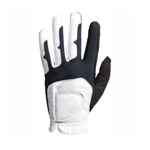 Gants de golf en cuir véritable noir et blanc antidérapants unisexes pour le sport - Product Image 4