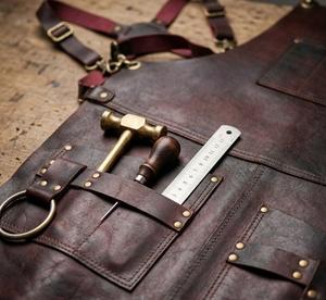 Tablier en cuir haut de gamme pour chef de restaurant, vêtements de travail de cuisine, personnalisation de marque, OEM, ODM, approvisionnement en gros LPN-0215 - Product Image 4
