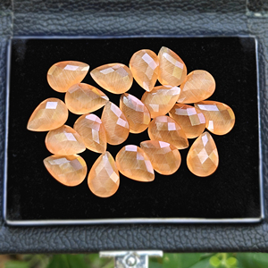 Perles en forme de poire de qualité supérieure, effet œil de chat abricot, taille chevron, pour la fabrication de bijoux (pendentifs, colliers, bagues, boucles d'oreilles) - Product Image 6