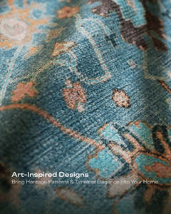Tapis d'intérieur en polyester tissé à la machine, style persan floral vintage, antidérapant, lavable, avec franges, 9x12, adapté aux animaux domestiques, écologique - Product Image 4