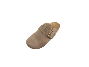 Mules en daim à bout fermé avec boucle, semelle intermédiaire en liège, semelle extérieure en caoutchouc antidérapante, tendance mode toutes saisons - Product Image 3