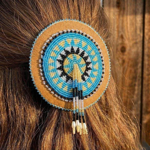 Handmade Seed Bead Embroidered Floral Hair <b>Bow</b> <b>Clip</b> Women Girls Wedding Party Headpiece Hair Accessory Ribbon Shape Barrette - Product Image 4