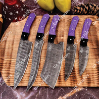Ensemble de couteaux de cuisine professionnels en acier Damas légers, manche ergonomique en époxy, ambidextres, forgés à la main
