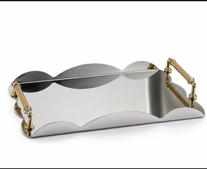 Luxury Metal Decorative Serving Tray with Handles Gold <b>Black</b> <b>Vanity</b> Tray for Coffee Tea Dining <b>Table</b> Home Decor Display - Product Image 5