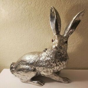 Contemporary cast aluminium <b>rabbit</b> artwork sculpted metallic bunny decor piece suited for refined residential decoration - Product Image 6