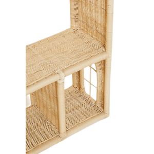 Estante de pared de ratán con forma de casa rústica natural para niños, estantería colgante tejida para decoración y almacenamiento de libros y juguetes para tiendas - Product Image 3
