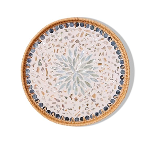 Plateau en rotin nacre de qualité supérieure, forme carrée, motif feuille, plateau de rangement et 2 pièces, meilleurs cadeaux - Product Image 4