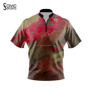 Maillot de bowling personnalisé avec fermeture éclair sur le côté, en polyester, logo imprimé par sublimation, respirant - Product Image 1