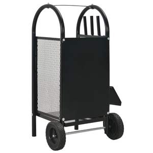 Carrito de leña de acero negro 11,8 "x 13,8" x 31,9 "Accesorio para chimeneas - Product Image 4