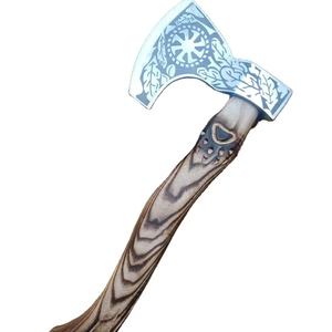 Hacha Vikinga Decorativa con Cabeza Barbuda, Hoja de Acero con Alto Contenido de Carbono (4 3/4 Pulgadas), Mango de Madera Tallado y Grabado en Plata para Exteriores - Product Image 4