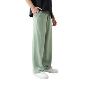 กางเกงวอร์มผู้ชายทรงหลวมผ้าฝ้ายฟลีซเนื้อหนา กันยับ ขากว้าง เอวกลาง มีเชือกผูก เบาสบาย ระบายอากาศได้ดี - Product Image 2