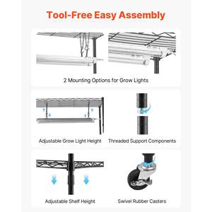 192W 5000K DIY Indoor Plant Stand Heavy Duty Metal Display Rack Full Spectrum 71 Tall Grow <b>Lights</b> for Seeds <b>Flowers</b> Wheel Pot - Product Image 5