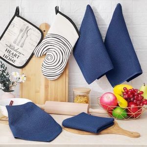 Set di 8 Strofinacci da Cucina Blu Navy Ultra Morbidi in 100% Cotone a Nido d'Ape, Asciugatura Rapida, 30x30 cm - Product Image 3