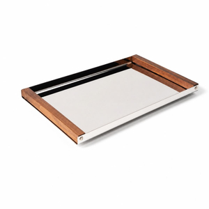 Minimalist Design Rectangular Serving <b>Tray</b> Metal And <b>Wooden</b> Pattern For Dining <b>Table</b> Food Serving <b>Trays</b> Homes Hotels Supplies - Product Image 2