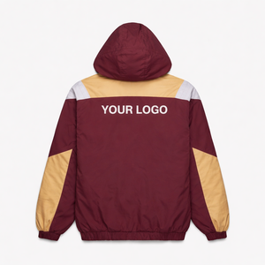 Chaqueta con capucha impermeable y ligera de nailon con logotipo bordado personalizado de los años 90, chaqueta cortavientos con cremallera para hombre, chaqueta estilo 76ers. - Product Image 2