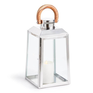 Farol moderno de acero inoxidable color negro, farol decorativo de metal y vidrio para el hogar con acabado negro mate para bodas - Product Image 5