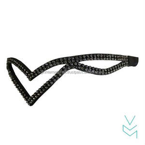 Cristales personalizados Perlas Diamantes de imitación Cuero decorativo Caballo Brow Band en todos los tamaños personalizados Formas y colores - Product Image 2