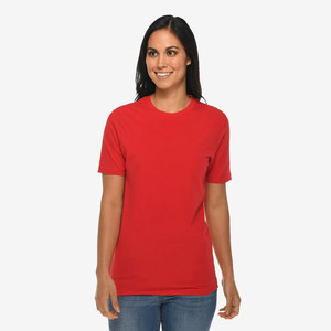 Camiseta Roja de Cuello Redondo para Mujer, 100% Algodón Jersey, Corte Regular, Casual, Manga Corta, Primavera Verano, Transpirable, Color Sólido - Product Image 5
