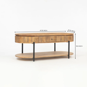 <b>Solid</b> <b>Wood</b> Top Modern Extendable Coffee With Iron Base And For Store Books And Storage Draw For Home Hotel Furniture - Product Image 3