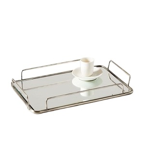 ถาดกระจกเคลือบทองหรูหราถาดกระจกตกแต่งโต๊ะเครื่องแป้งถาดเสิร์ฟโลหะ - Product Image 1